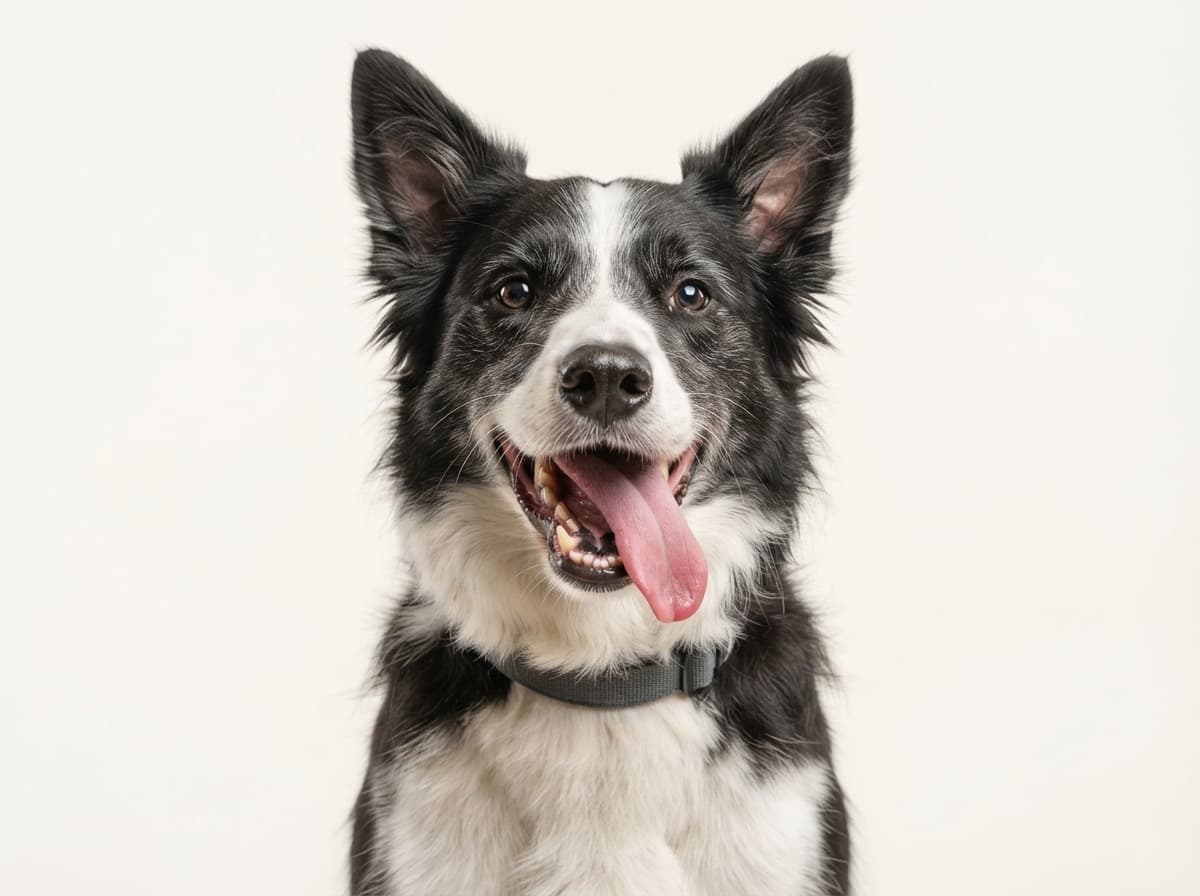A happy collie with its tongue out